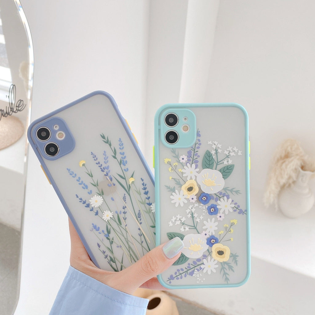 Luxury Flower Case For iPhone 11 Pro Max X XR XS Max 7 8 Plus 3D Relief Floral Transparent Soft TPU Back Cover